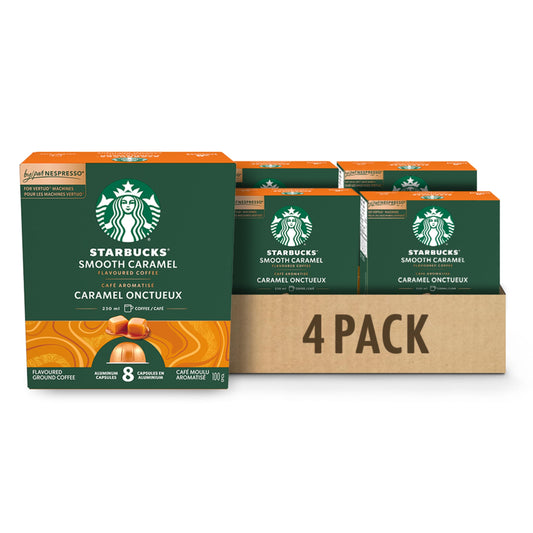 Starbucks Smooth Caramel Nespresso Vertuo Capsules – Blonde Roast with Buttery Caramel & Vanilla Notes, 32 Capsules (400g)