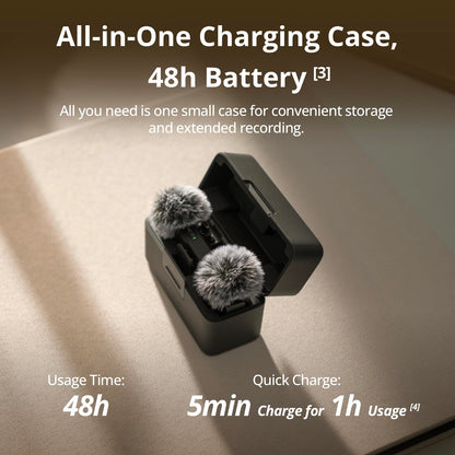 DJI Mic Mini (2 TX + 1 RX + Charging Case), Wireless Lavalier Microphone for Camera/iPhone/Android, Ultralight, Detail-Rich Audio, 48h Use, Noise Cancelling, Automatic Limiting, Vlog, Streaming