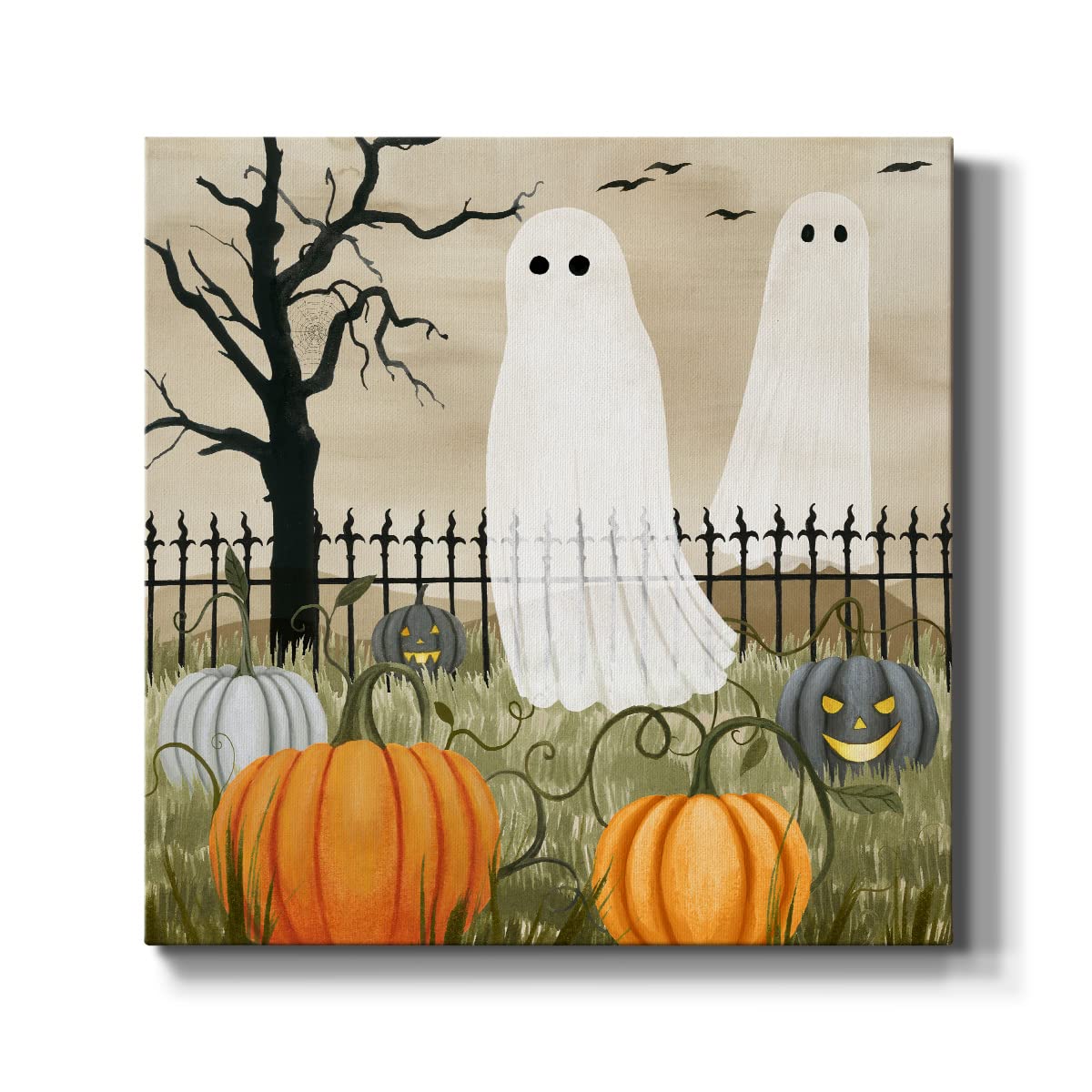 Renditions Gallery Modern Canvas Wall Art Pictures for Office Decorations Halloween Hunted Pumpkin Patch Premium Wall Hanging Wooden Artwork for Livingroom Kitchen Paintings - 24"X24" LT508