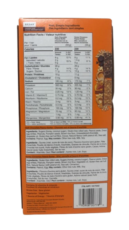 RXBAR Oat Energy Bars Variety Pack – 14 Count | 10g Protein | Honey Cinnamon & Dark Chocolate Peanut Butter