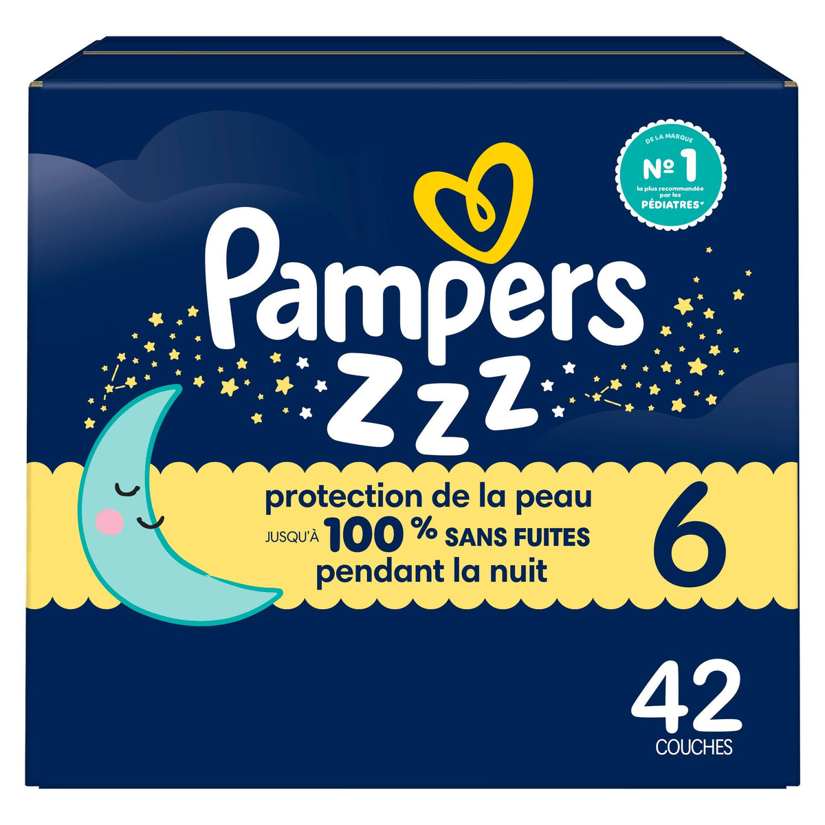 Pampers ZZZ Overnight Diapers, Size 6, Nighttime Protection Disposable Baby Diaper, 1 Pack (Count of 42)