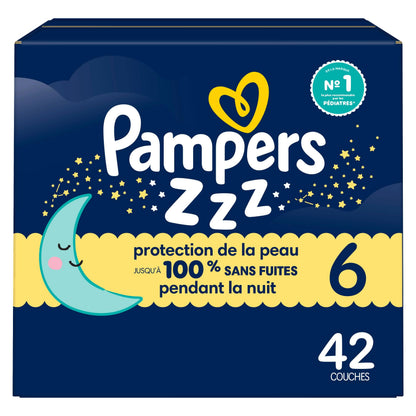 Pampers ZZZ Overnight Diapers, Size 6, Nighttime Protection Disposable Baby Diaper, 1 Pack (Count of 42)