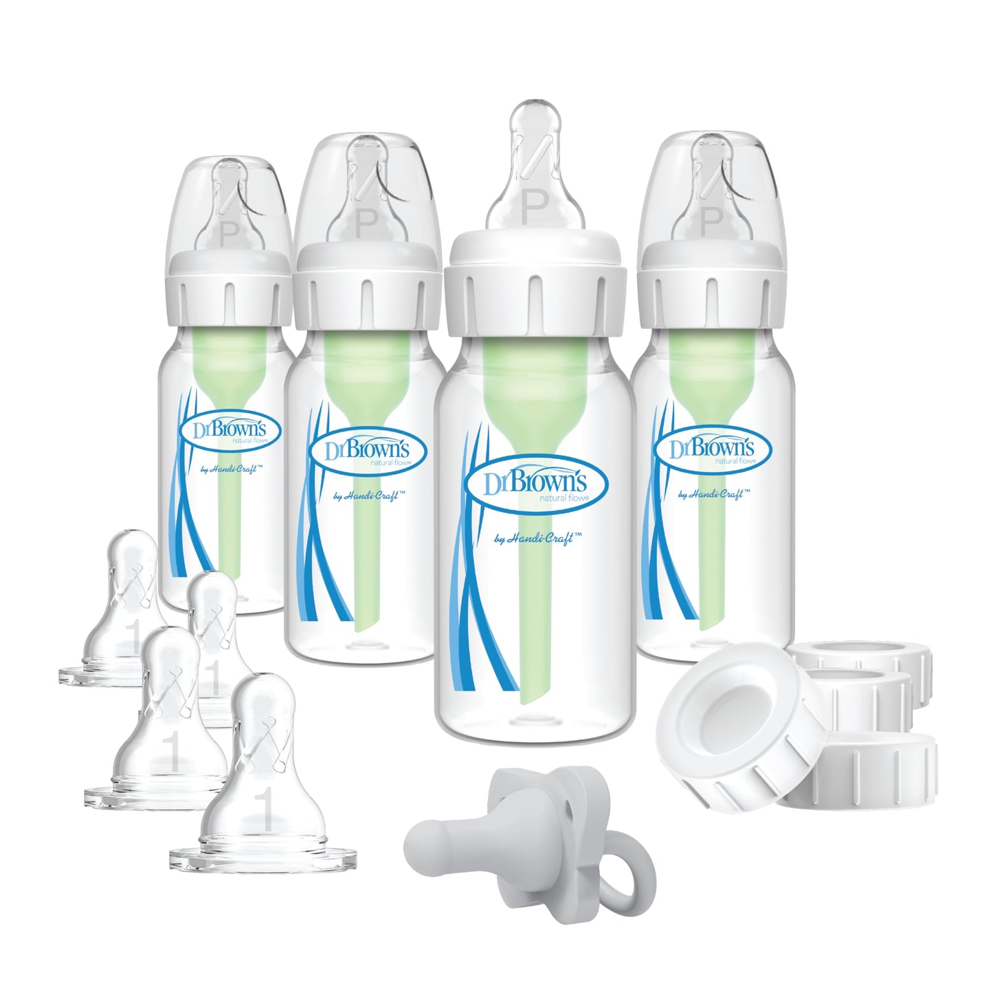 Dr. Brown's Options+ Slow Flow Preemie and Newborn Anti-Colic Bottle Set with 4oz Bottles and HappyPaci 🍁 All In One Marketplace Canada