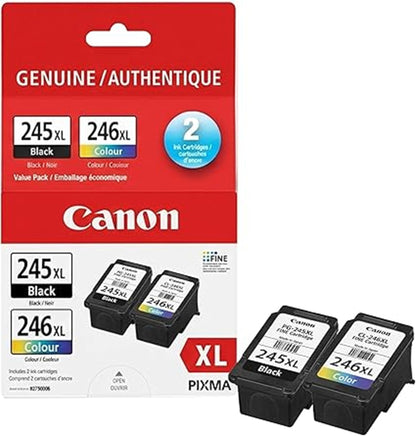 Canon Genuine Ink Cartridges PG-245XL Black/CL-246XL Colour, High-Yield Value Pack (2 Count), Original Canon Printer Ink for PIXMA TR4520 / TS3120 / TS3220 Series Printers