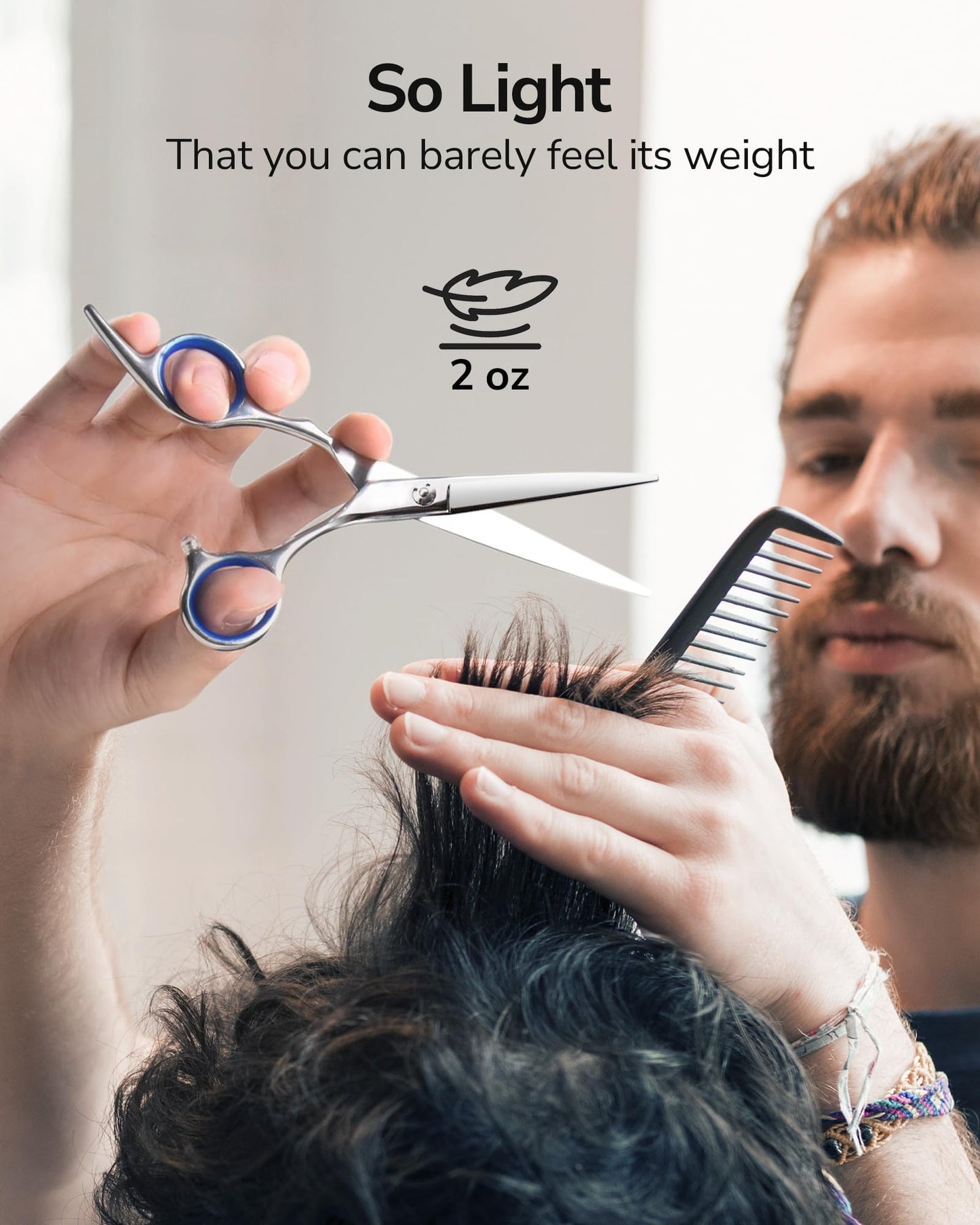 Hair Cutting Scissors, ULG Professional Hair Scissors 6.5 inch Right-Hand Razor Edge Barber Shears Salon Hair Cutting Shears Made of Japanese Stainless Steel, Hand Sharpened Blue - Available at All In One Marketplace Canada