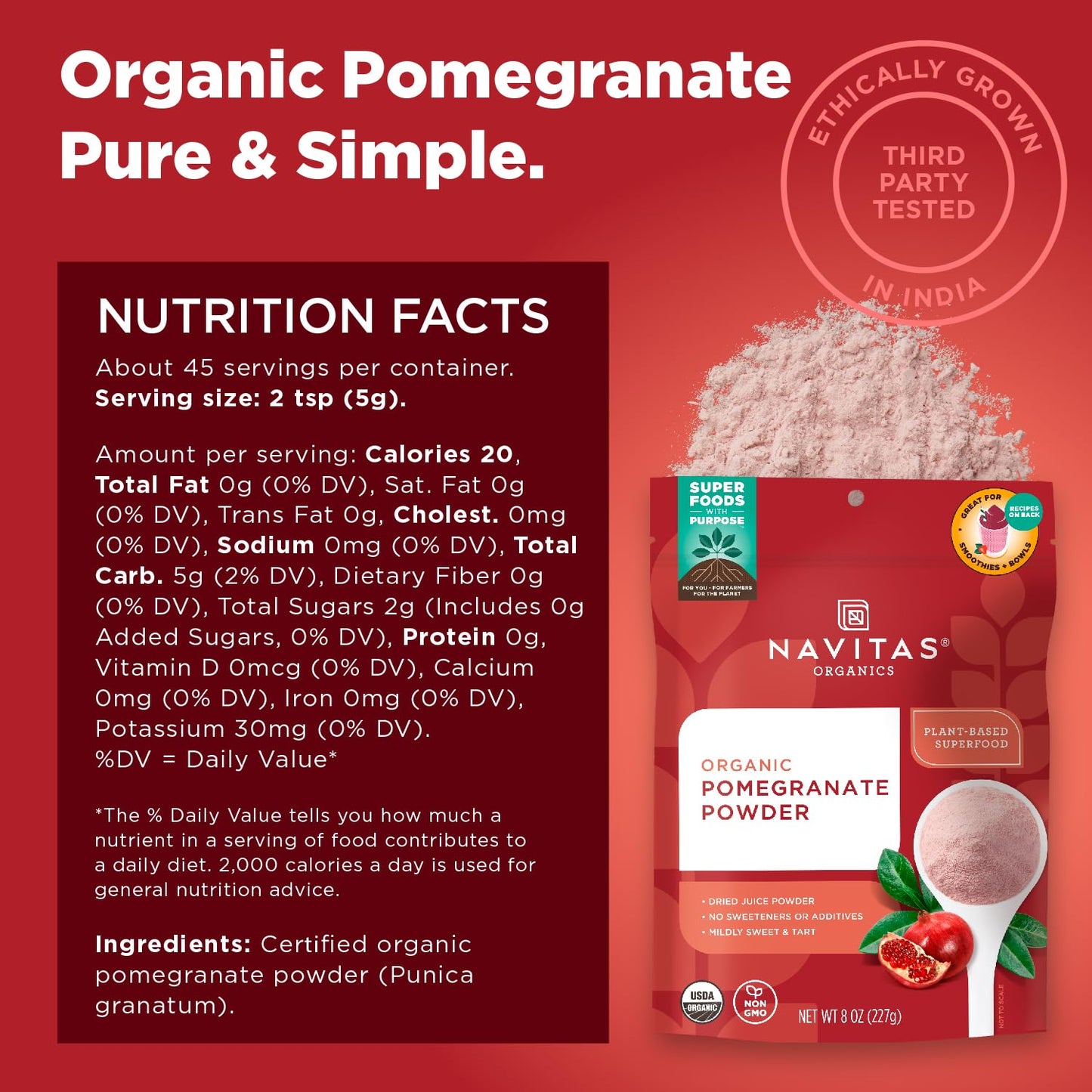 Navitas Organics Pomegranate Powder, 8 oz. Bag Navitas Organics