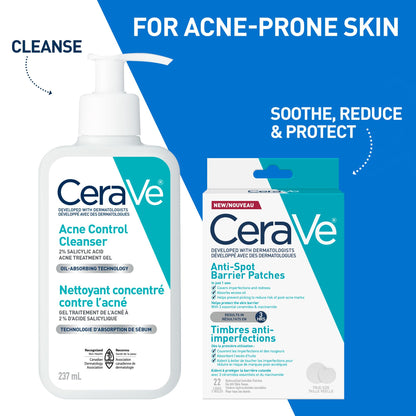 CeraVe Spot Barrier Patches, Hydrocolloid Acne Spot Patch with Niacinamide & 3 Essential Ceramides, Invisible on All Skin Tones, for Acne-Prone & Sensitive Skin, 22 count - Available at All In One Marketplace Canada