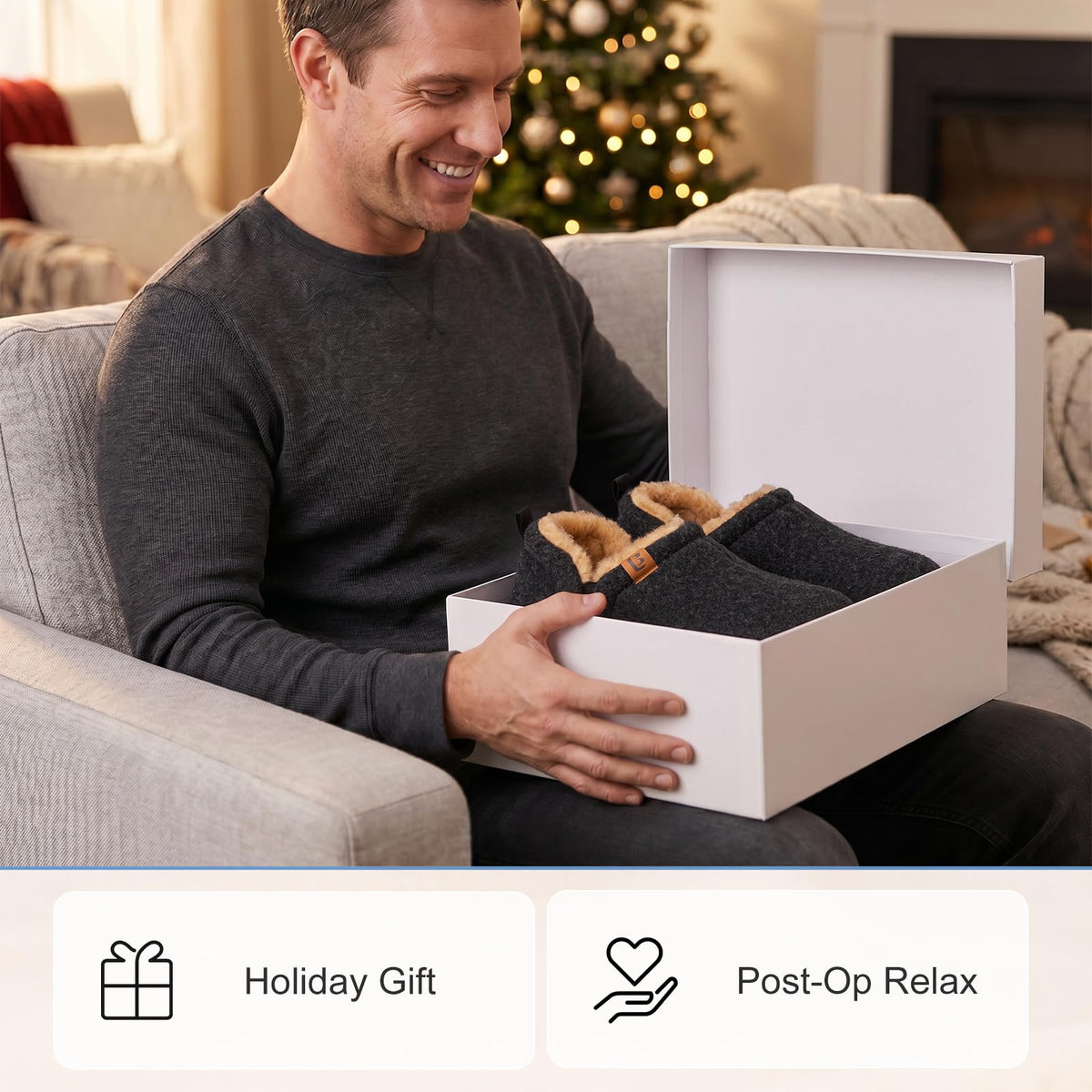 LongBay Men's Memory Foam Winter Slippers Dark Black,9-10 🍁 All In One Marketplace Canada