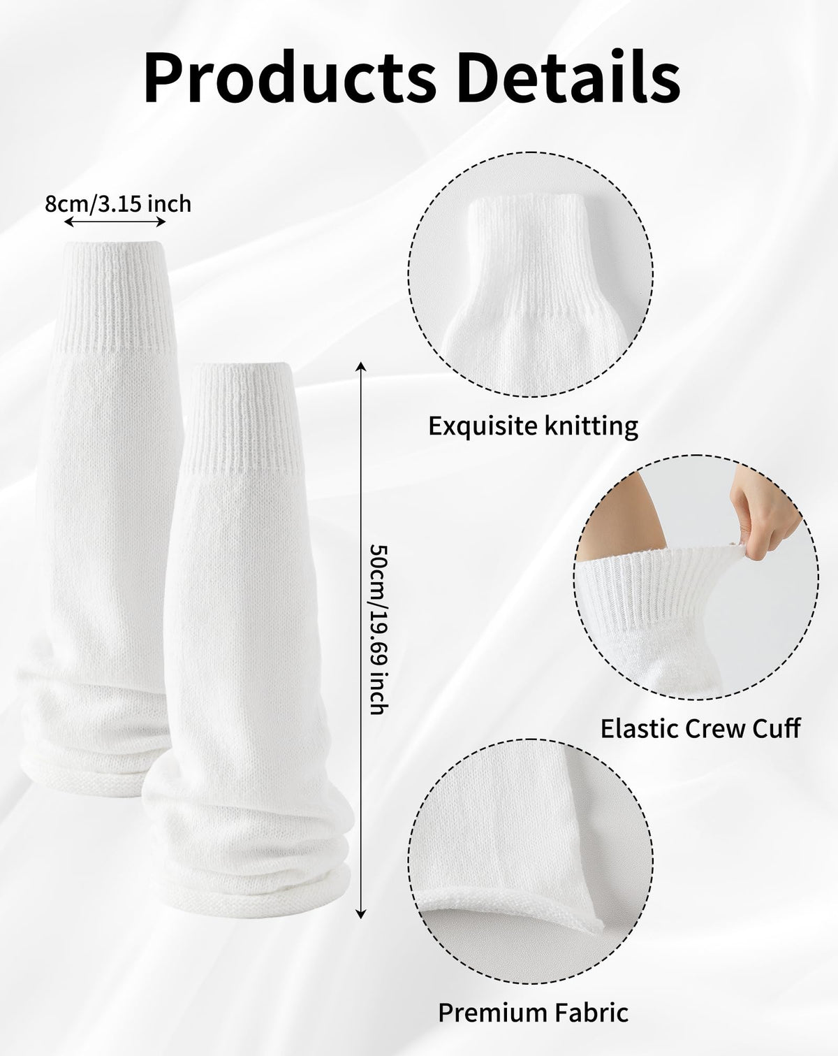 Yawlsow Leg Warmers for Women Y2k Knit Ruffle Leg Warmer Winter, Kawaii Cute Long Socks for Girls Goth Harajuku Accessories (1pack-White socks, One Size) 🍁 All In One Marketplace Canada