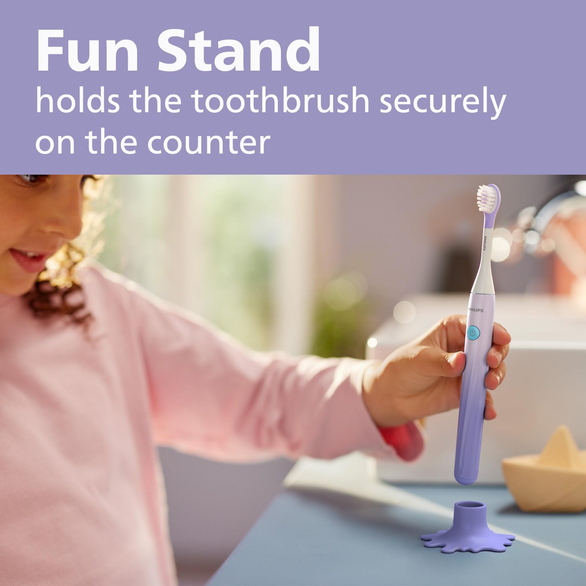 Philips One for Kids by Sonicare Battery Electric Toothbrush, Purple, HY1130/01