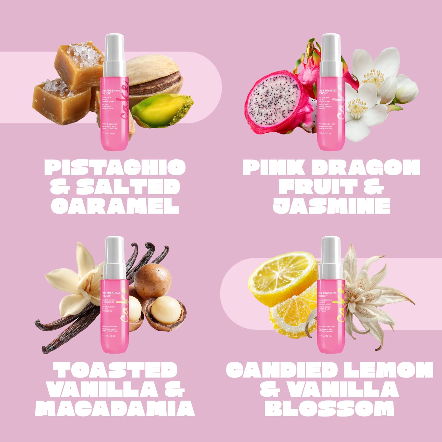 Cake Beauty Hair and Body Mist Travel Gift Set, The Finishing Touch- Fine Fragrance Mist – Infused with Aloe and Argan Oil –4 x 30mL/ 1 oz. 🍁 All In One Marketplace Canada