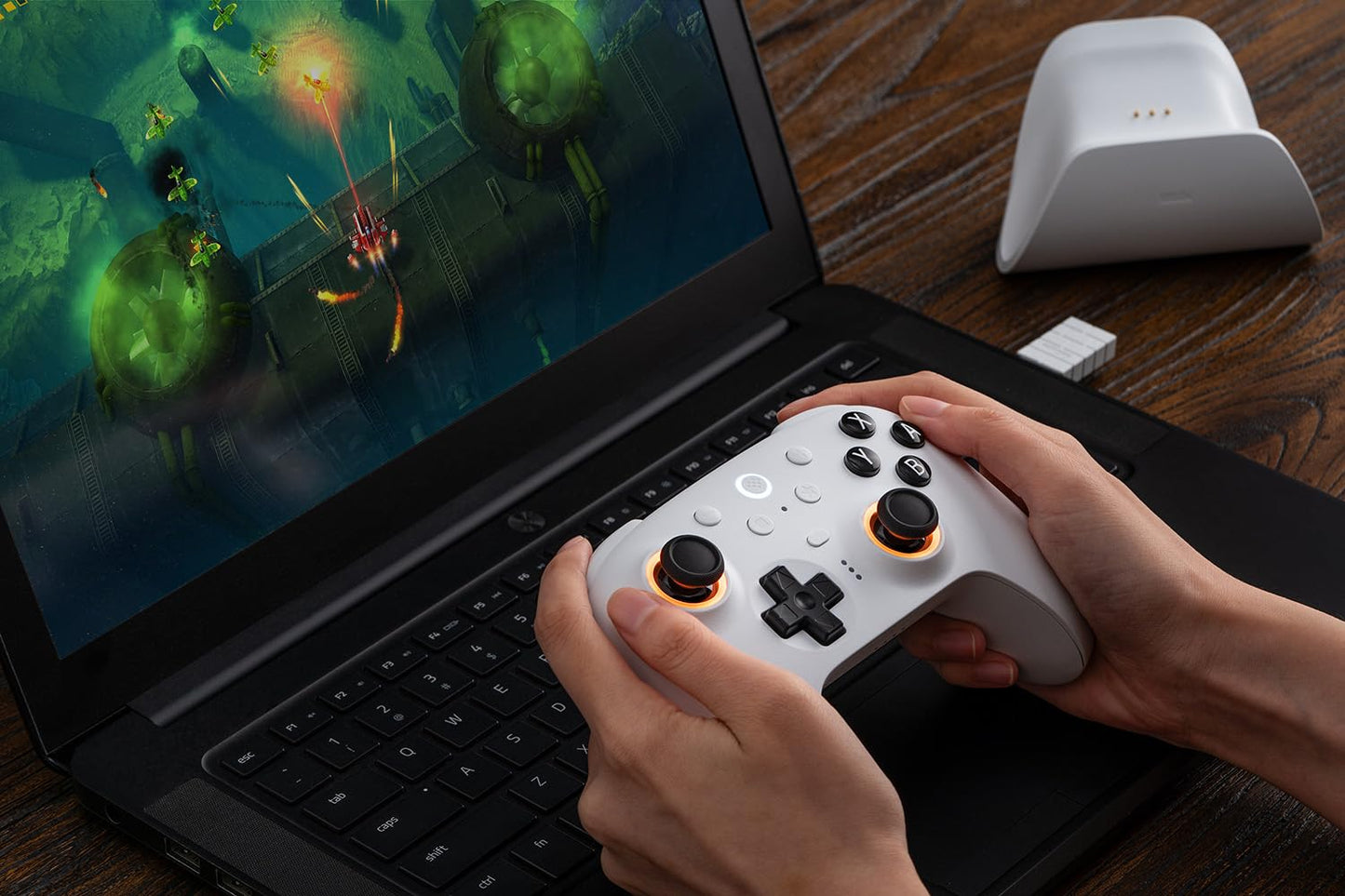 8BitDo Ultimate 2 Bluetooth Controller for Switch/Switch 2 & Windows PC, Switch Pro Controller with TMR Joysticks, Switchable Hall Effect/Tactile Triggers, Vibration and Motion Control - White