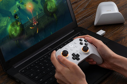 8BitDo Ultimate 2 Bluetooth Controller for Switch/Switch 2 & Windows PC, Switch Pro Controller with TMR Joysticks, Switchable Hall Effect/Tactile Triggers, Vibration and Motion Control - White