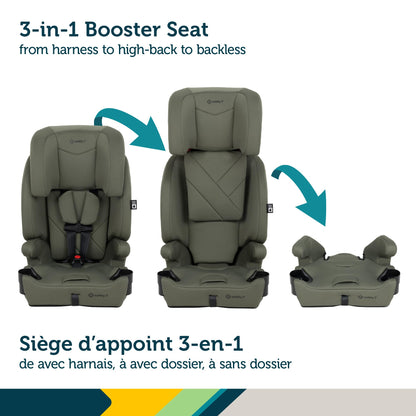 Safety 1st 3-in-1 Harness Booster Car Seat – 10-Position Adjustable Headrest, Fits 3 Across, Lightweight & Portable High-Back to Backless Booster with Cup Holders, Belt Guides & Certified Safety