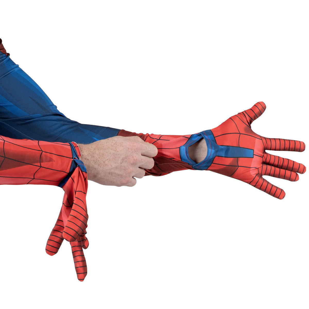 Costume de luxe officiel pour adulte MARVEL Spider-Man, style Zentai - Spandex extensible avec fermetures éclair dissimulées et fentes aux poignets (L)