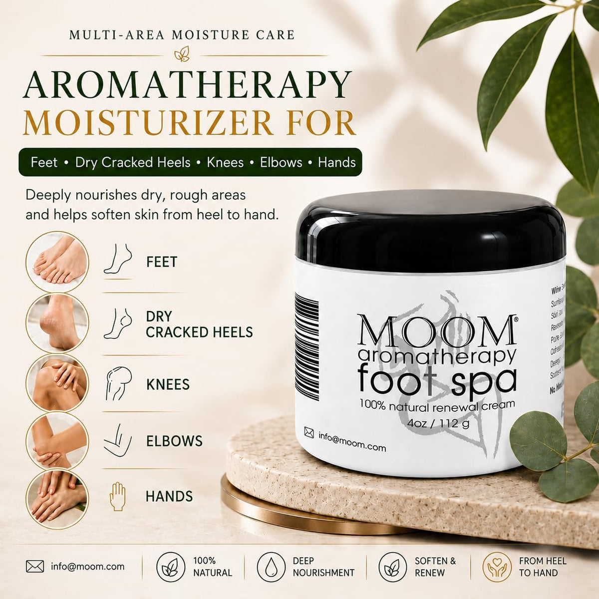 MOOM Foot Spa Cream & Lotion, Cracked Heels Aromatherapy Moisturizer - 4 oz 🍁 All In One Marketplace Canada