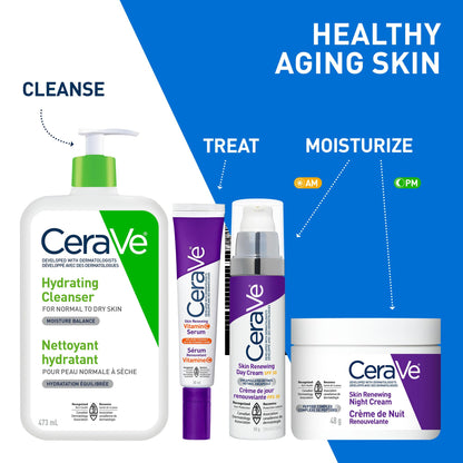 CeraVe Night Cream for Face, Skin Renewing Moisturizer for Men & Women With Hyaluronic Acid, Niacinamide, Bio Peptides & Ceramides. Fragrance Free, Non-comedogenic, Suitable for Sensitive Skin