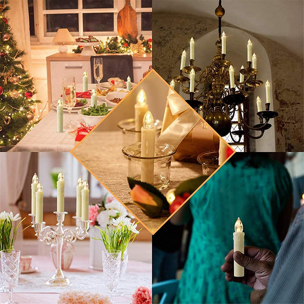 HANNAHONG 10 pcs LED Flamessless Taper Candles with Remote,Small Mini Flickering Wax,Battery Operated Window Clips Lights for Stick Candelabra,Wreath,Christmas Tree Decor 🍁 All In One Marketplace Canada