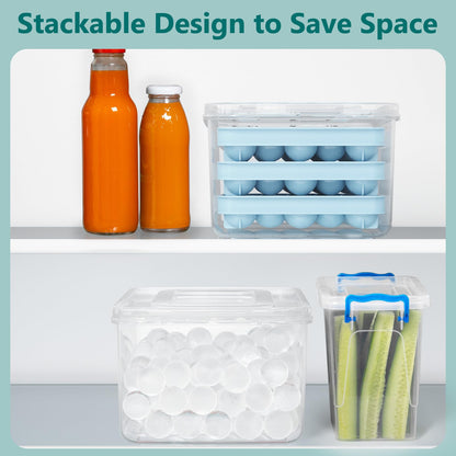 Optish 3 Pack Ice Trays for Freezer, 99 PCS Ice Cube Tray with Lid and Bin, Round Ice Cube Trays for Freezer, Circle Ice Cube Tray for Chilling Drinks - Available at All In One Marketplace Canada
