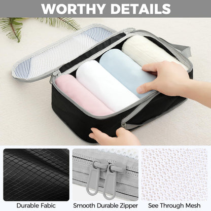 BAGAIL 6 Set/8 Set Compression Packing Cubes, Ultralight Expandable Packing Organizers for Carry on Travel Luggage(6set Jet Black) - Available at All In One Marketplace Canada
