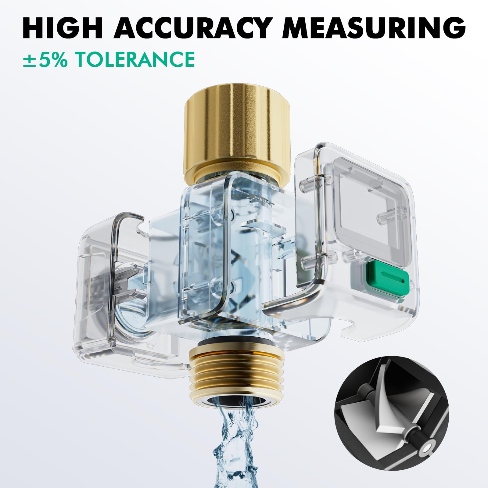 RESTMO Water Flow Meter, Pure Brass Inlet & Outlet | 4 Measure Modes | Display Gallon/Liter Usage and Flow Rate | Ideal to Outdoor Garden Hose, Lawn Sprinkler Watering, RV Water Tank Filling