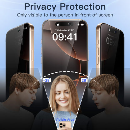 JETech Privacy Screen Protector for iPhone 16 Pro Max 6.9-Inch, Anti-Spy Tempered Glass Film with Easy Installation Tool, 2-Pack - Available at All In One Marketplace Canada
