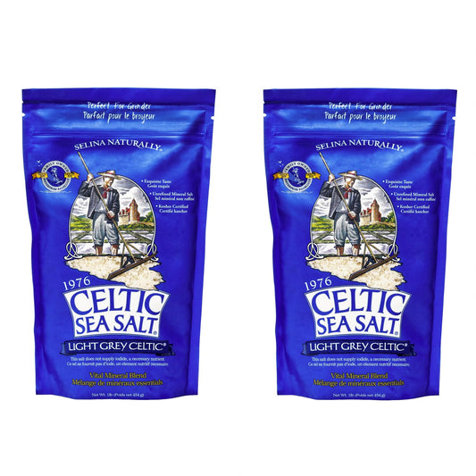 Light Grey Celtic Sea Salt – 1 Pound Resealable Bags (2 Count) | Pure, Hand-Harvested, No Additives