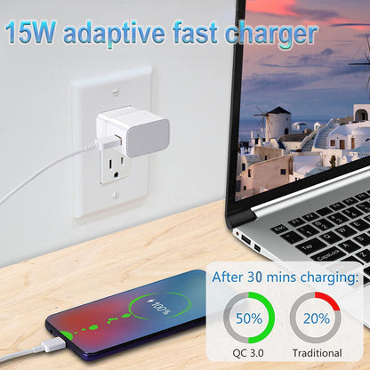 Fast Charging Charger for Samsung Phone, (2 Pack) Powersky Adaptive USB Charger with USB Type C Cable for Galaxy S21, S20, S10, S9, S8, Note10, 9, 8, 7 and A Series, Tablet Charger Chargeur USB C