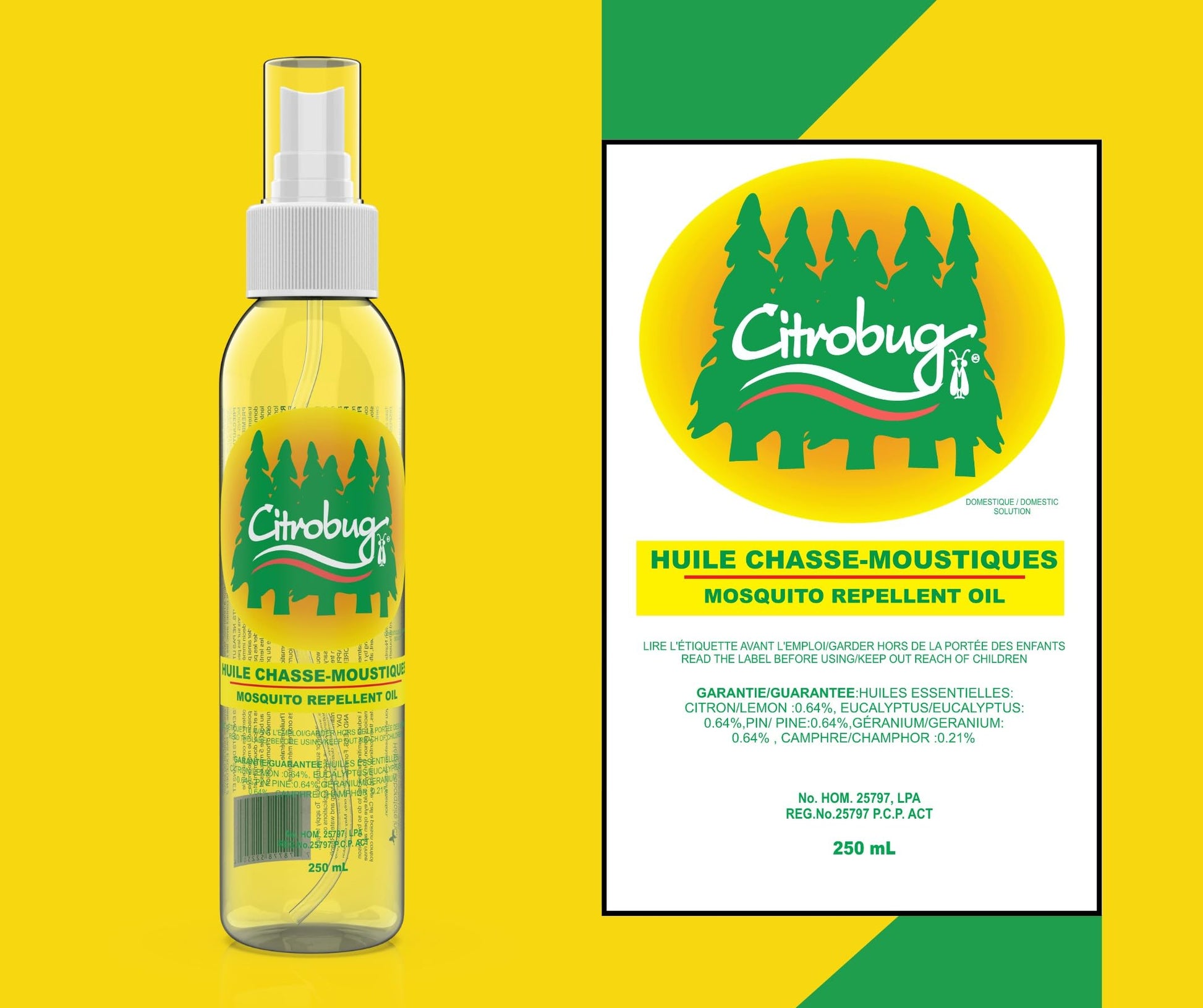 Citrobug All Natural Mosquito Repellent (250ml) Made with Essential Oils // Chasse-moustique à Base d'huiles essentielles, sans deet Citrobug