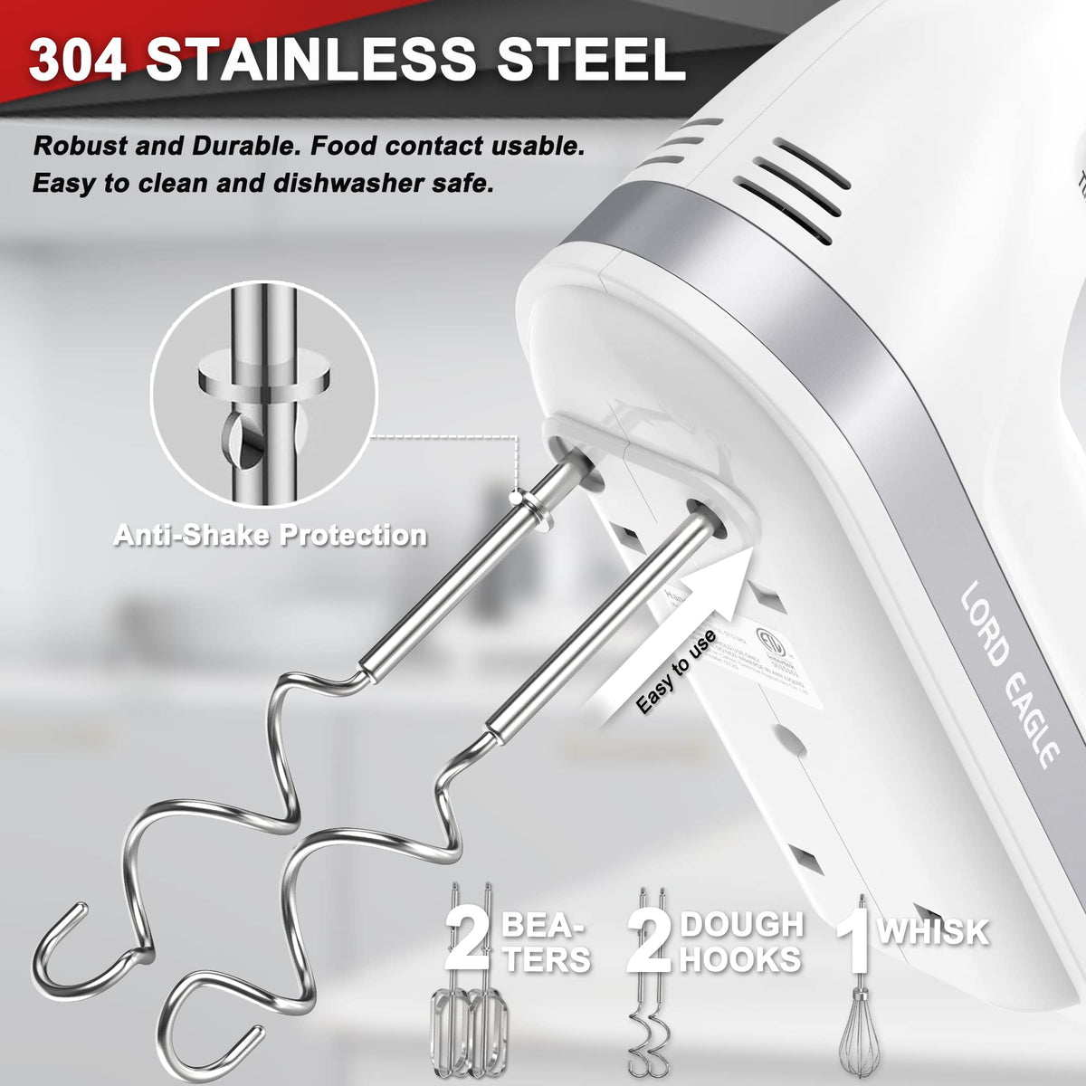 Lord Eagle Hand Mixer Electric Handheld 400W, 5-Speed Lightweight 🍁 All In One Marketplace Canada