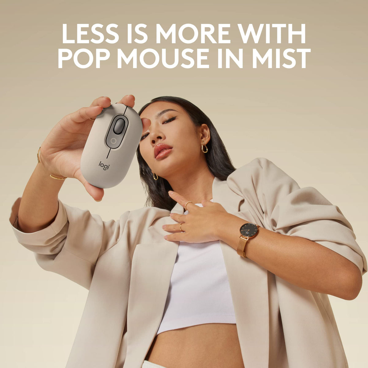 Logitech POP Mouse, Compact and Portable Wireless Bluetooth Mouse - Mist