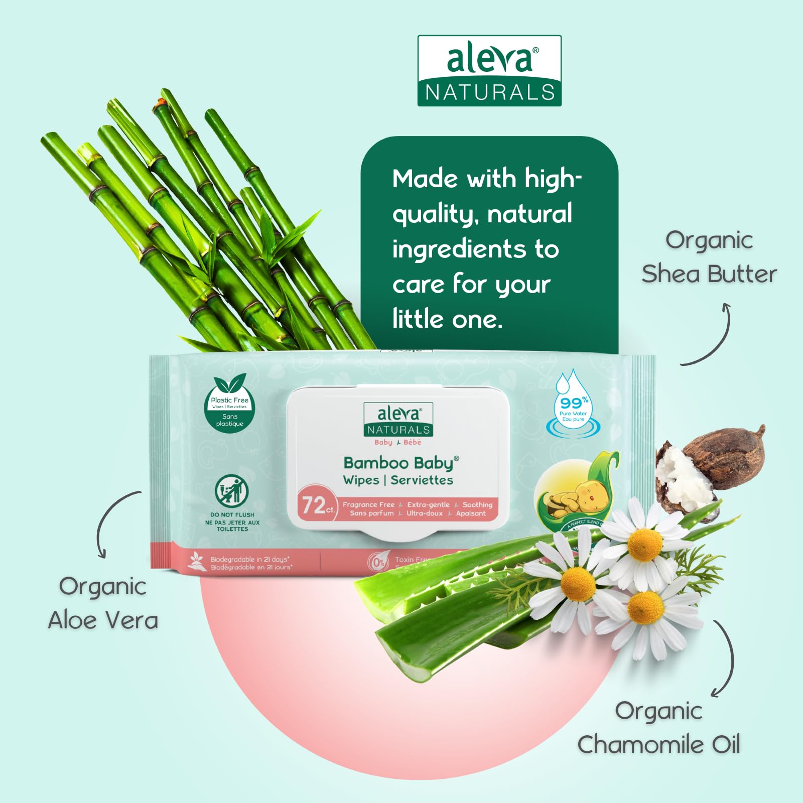 Aleva Naturals Hypoallergenic Bamboo Baby Wipes for babies with Sensitive Skin, Super Soft, Biodegradable, Extra Strong, Natural and Organic Formula, Vegan - New Eco-Friendly, Sustainable Packaging- Mega Pack- 72 Count X 12 = 864 Wipes Total Aleva Naturals