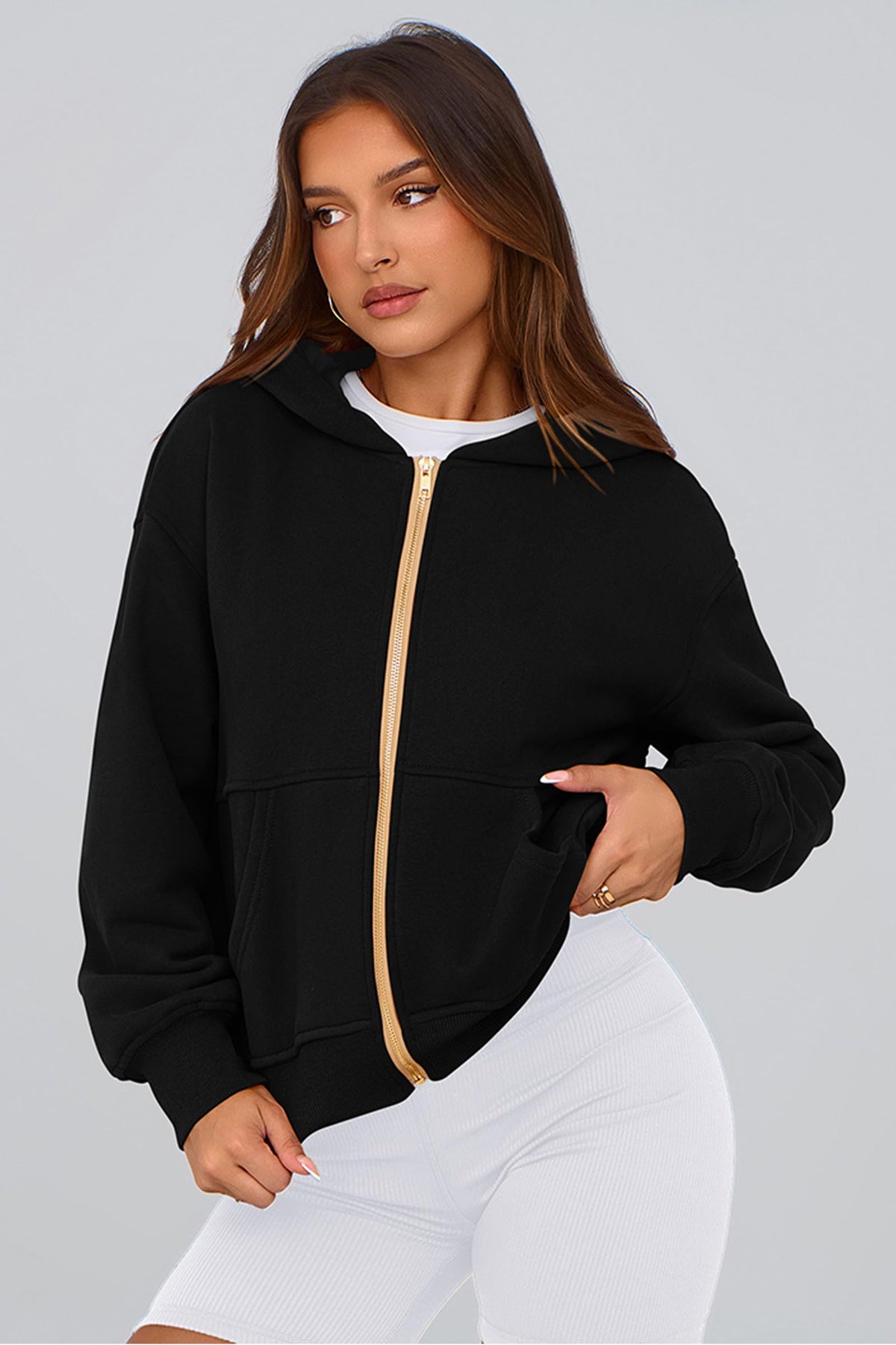 PRETTYGARDEN Hoodies for Women Zip Up Fleece Sweatshirt(Black,L) 🍁 All In One Marketplace Canada