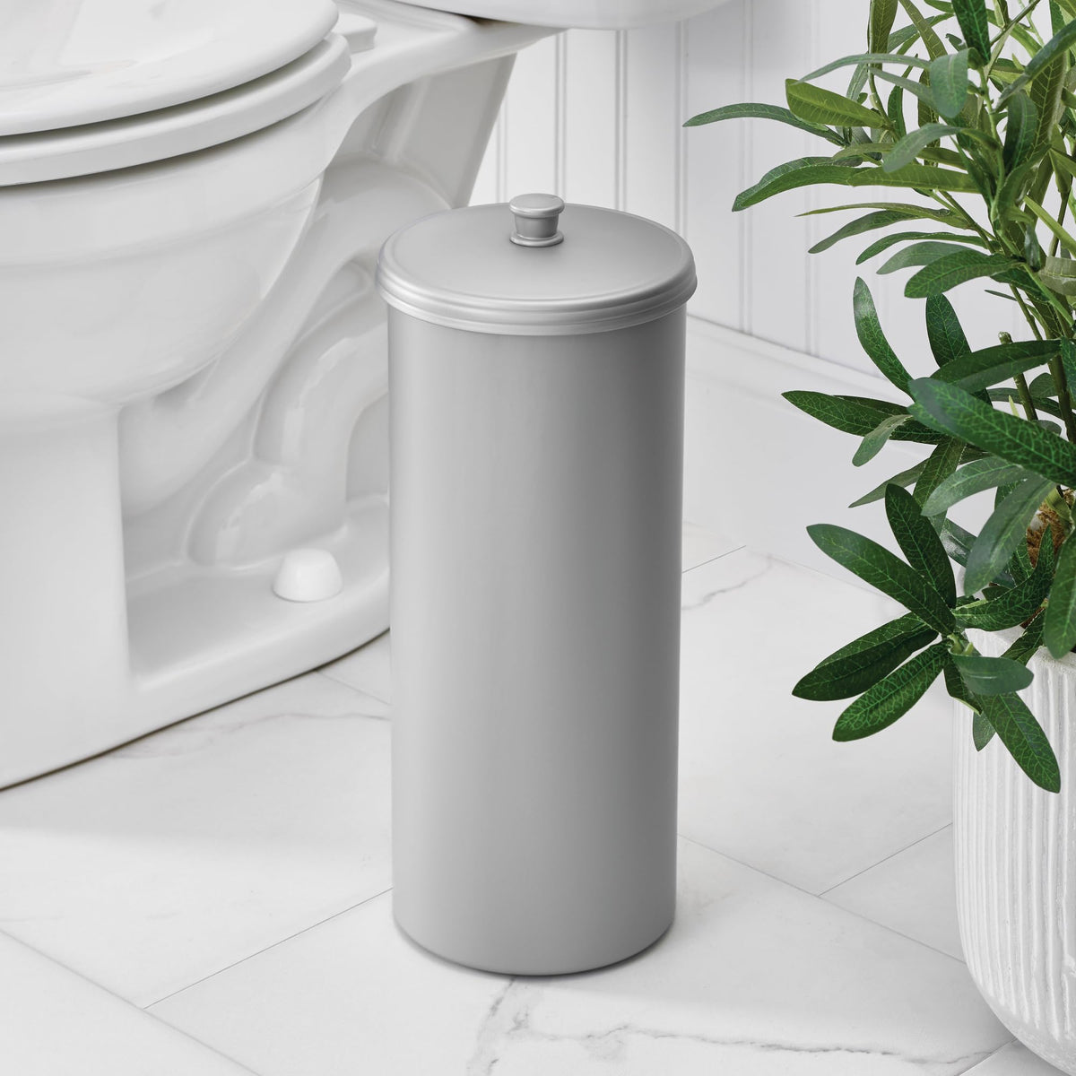 iDesign Kent Bathware, Free Standing Toilet Paper Roll Holder for Bathroom Storage - Gray