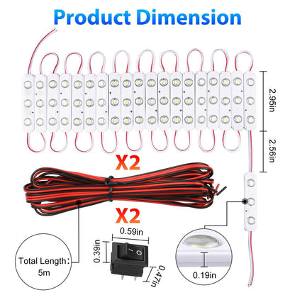 Linkstyle 120 LEDs Van Interior Light Kits, 12V 40 Modules Lights Strip Ceiling Lamp with Switch, Super Bright 12V Christmas Lighting for Car Van RV, White Lights 🍁 All In One Marketplace Canada