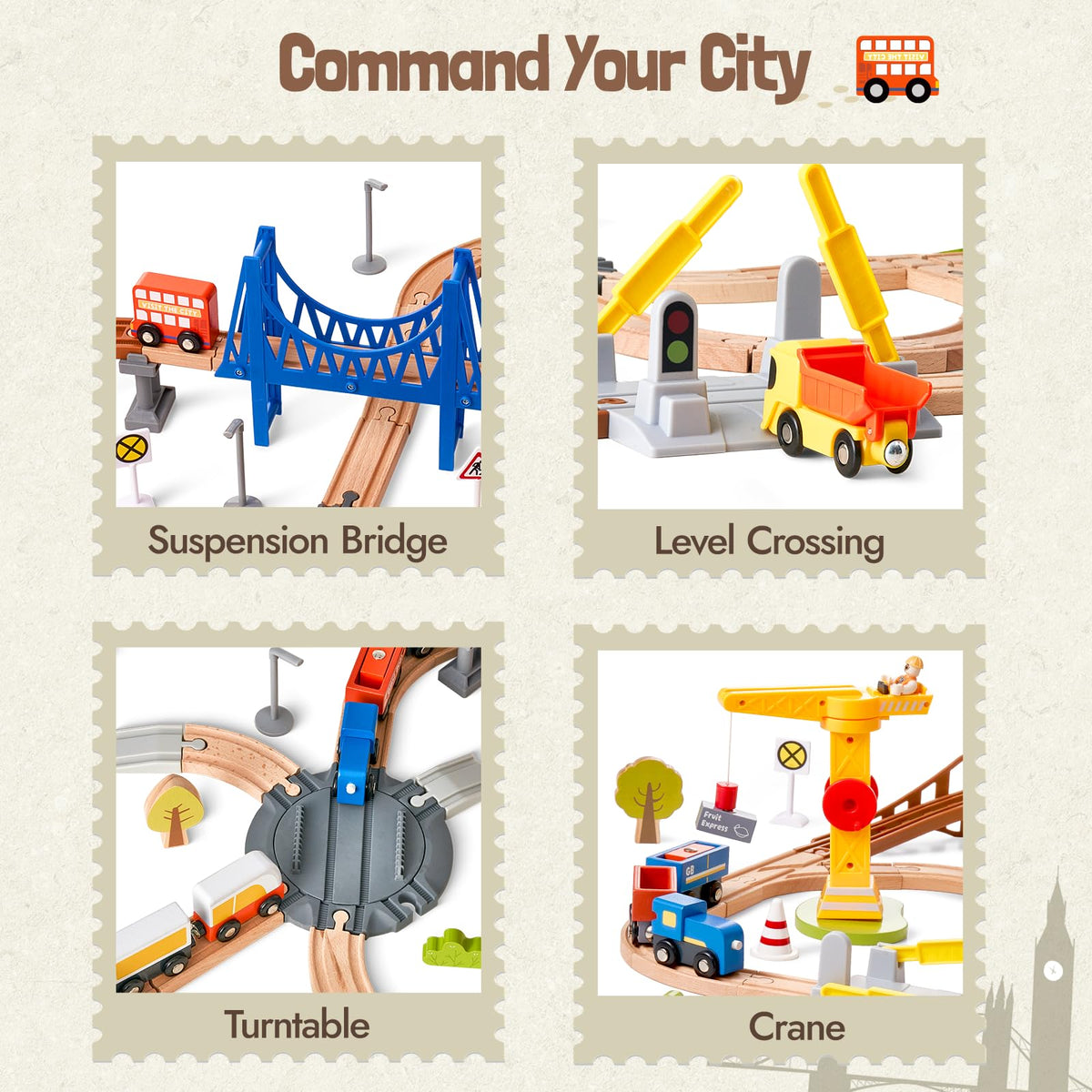 94pcs Wooden Modern City Train Set Track for Kids 3-8 🍁 All In One Marketplace Canada