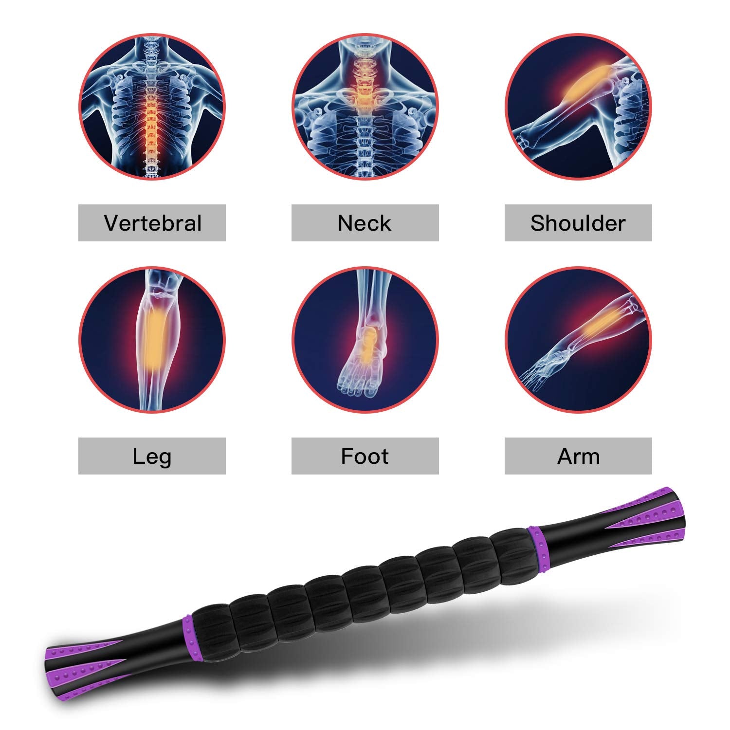 Muscle Roller, Massage Roller Stick for Athletes, Help Reducing Muscle Soreness Cramping Tightness Leg Arms Back Calves Muscle Massager(Purple) - Available at All In One Marketplace Canada