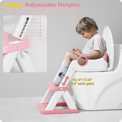 Rabb 1st Potty Training Seat, Upgrade Toddler Toilet Seat for Kids Boys Girls, 2 in 1 Potty Training Toilet for Kids, Splash Guard Anti-Slip Pad Step Stool (Pink)