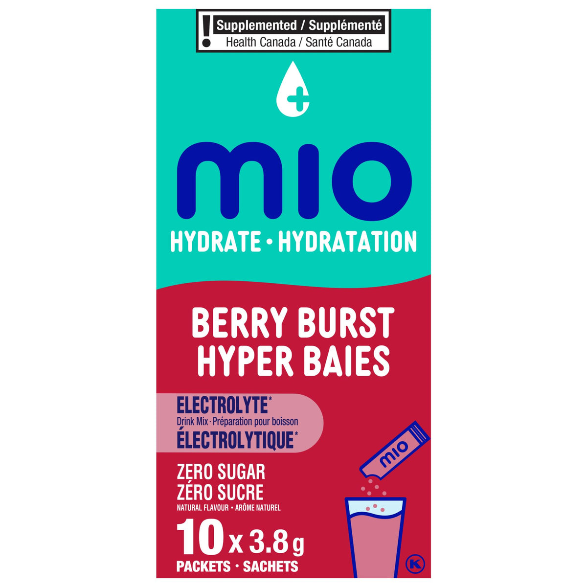 mio Hydrate Berry Burst Electrolyte Drink Mix, 8 ct. Case