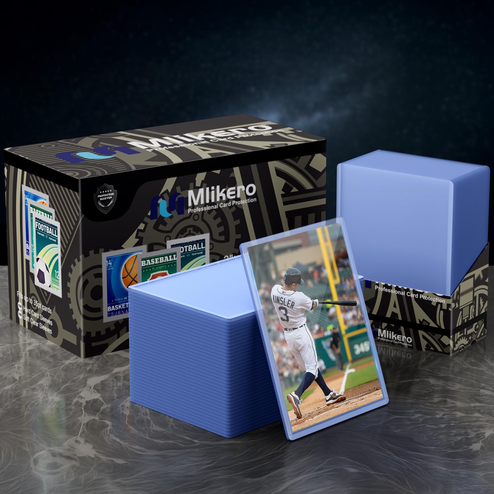 200 Card Sleeves Top Loaders for Cards, 3"x4" Hockey Card Protectors Hard Plastic, Trading Card Sleeves Fit for Hockey and Game Cards (100 Toploaders + 100 Soft Sleeves)