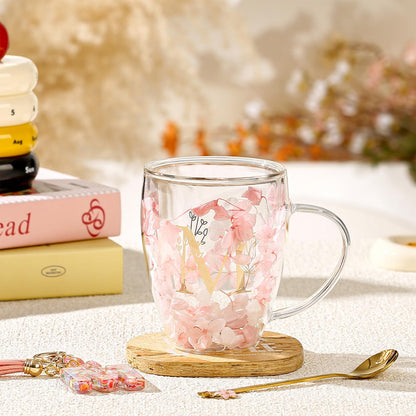Personalized Gifts for Women Flower Glass Coffee Mug Initial Tea Cup Monogrammed Customized Bridesmaid Bride Wedding Graduation Gifts Valentine Mother's Day for Mom Sister Birthday Christmas Gifts (M) 🍁 All In One Marketplace Canada