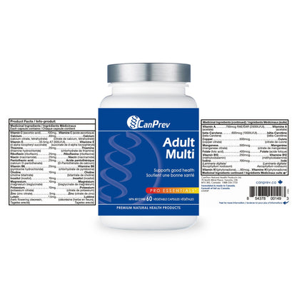 CanPrev Adult Multi, 60 V-Caps 30-Day Supply - Non-GMO and Gluten-Free - High-Potency Multivitamin and Multi-Mineral Formula - Iron-Free - Easy to Digest - Complete Daily Vitamins and Minerals - Available at All In One Marketplace Canada