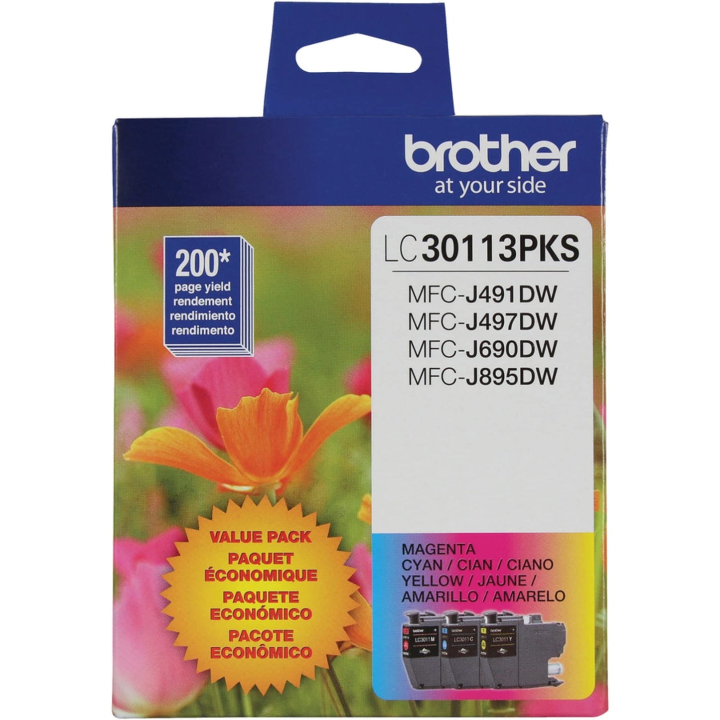 Brother Genuine LC30113PKS Standard Yield Colour Ink Cartridge Value Pack (3), original ink replacement cartridges, cyan/magenta/yellow, ink for Brother inkjet printers MFCJ491DW, MFCJ497DW, MFCJ690DW 🍁 All In One Marketplace Canada