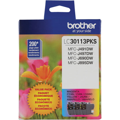 Brother Genuine LC30113PKS Standard Yield Colour Ink Cartridge Value Pack (3), original ink replacement cartridges, cyan/magenta/yellow, ink for Brother inkjet printers MFCJ491DW, MFCJ497DW, MFCJ690DW 🍁 All In One Marketplace Canada