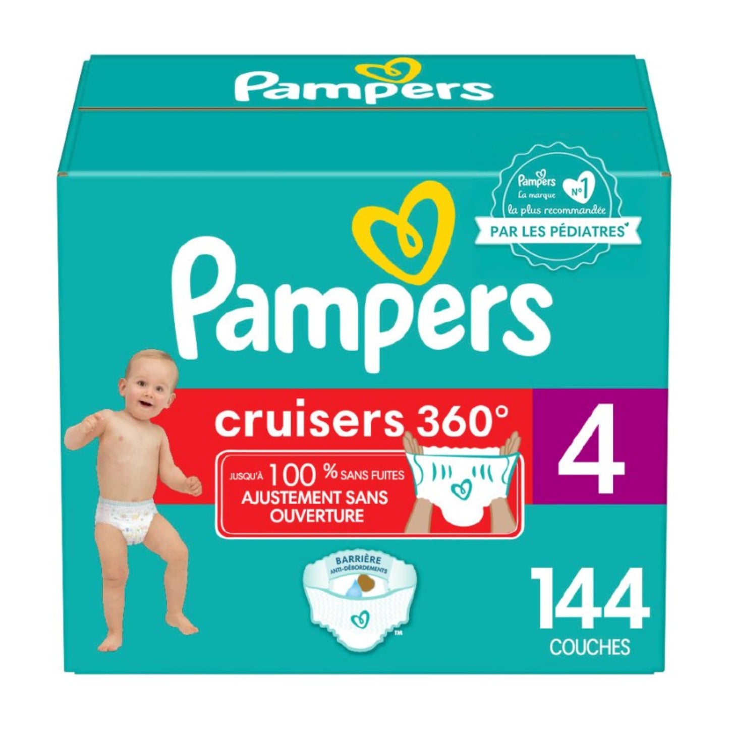 Pampers Cruisers 360 Pull-On Diapers, Size 4 (22-37 lbs), Babyproof up to 100% leakproof diaper1 Pack (Count of 144)