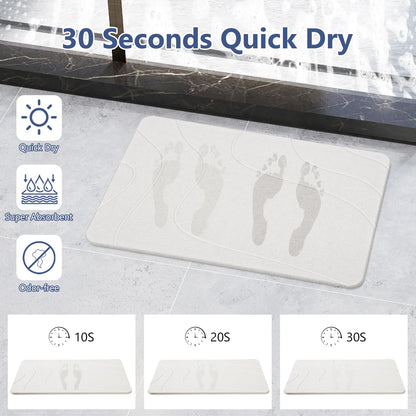 Ceecysaa 60 x 39cm Stone Bath Mat, Diatomaceous Earth Quick Dry Non Slip, White Ceecysaa