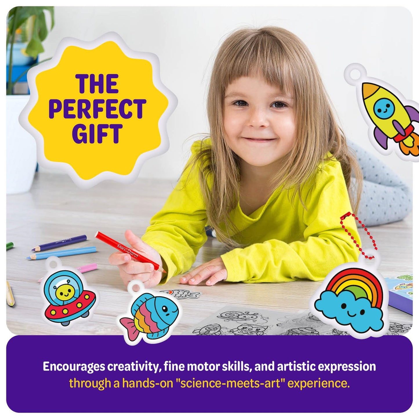 Dan&Darci Shrink Art Craft Kit for Girls and Boys Ages 6-12 - Shrink Magic Charm Making Kit with 30 Pre-Cut Shrink Plastic Templates - Kids Craft Birthday Gift for 7 8 9 10 Year Olds - Available at All In One Marketplace Canada