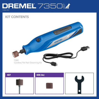 Dremel 7350-PET 4V Pet & Dog Nail Grinder, Easy-to-Use & Safe Nail Trimmer, Professional Pet Grooming Kit - Works on Large, Medium, Small Dogs & Cats Dremel