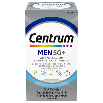 Centrum Men 50 Plus Multivitamins/Minerals Supplement for Men 50+, 90 Tablets (Packaging May Vary) - Available at All In One Marketplace Canada