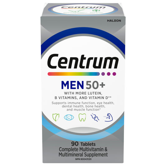 Centrum Men 50 Plus Multivitamins/Minerals Supplement for Men 50+, 90 Tablets (Packaging May Vary) - Available at All In One Marketplace Canada